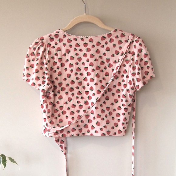 Sugar Thrillz 'Forbidden Fruit' Strawberry Wrap Top - Picture 3 of 6